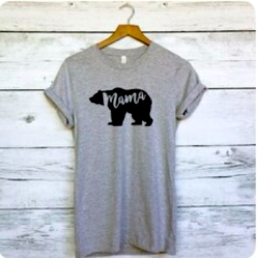 Mama Bear T-shirt Grey | Small Grey Mama Bear Tee Shirt | Mother T-shirt
